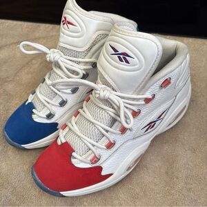 Reebok Iverson Question Mid White Blue Red FY1018 Basketball Shoes OG  Size 11